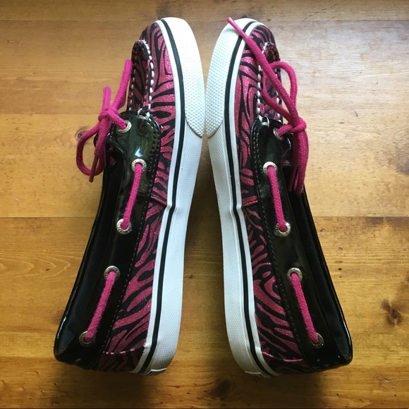 Girls size 2 Sperry Topsiders flats w/zebra print - Picture 4 of 8